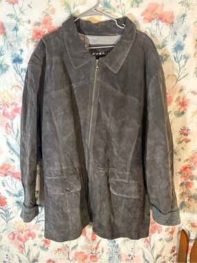 Vintage Avenue Men's Gray Suede Zip-Front Jacket